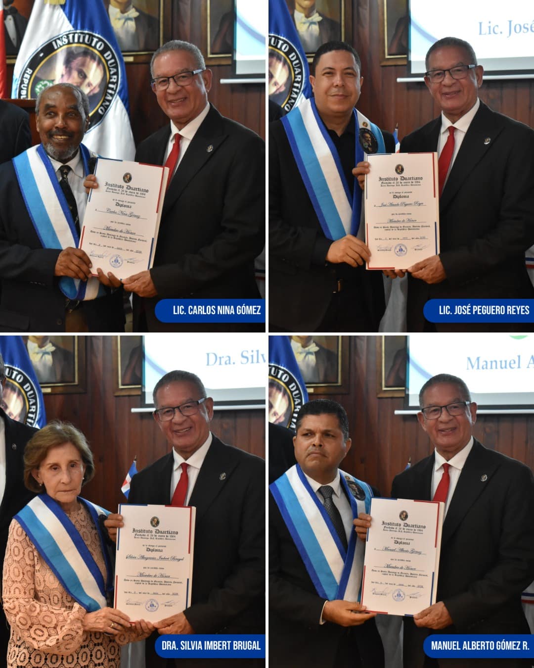 Wilson Gómez Ramírez, presidente del Instituto Duartiano, durante su discurso sobre el uso correcto del Escudo Nacional en el acto de juramentación.